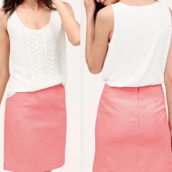 Ann Taylor LOFT Candy Dot Pink, Cream Jacquard Polka Dot Mini Skirt Sz 6 - Picture 1 of 9